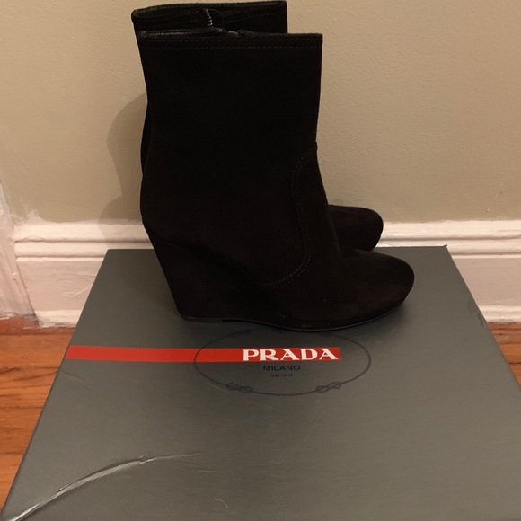 Calzature Donna - Suede Wedged Boot - Picture 3 of 4